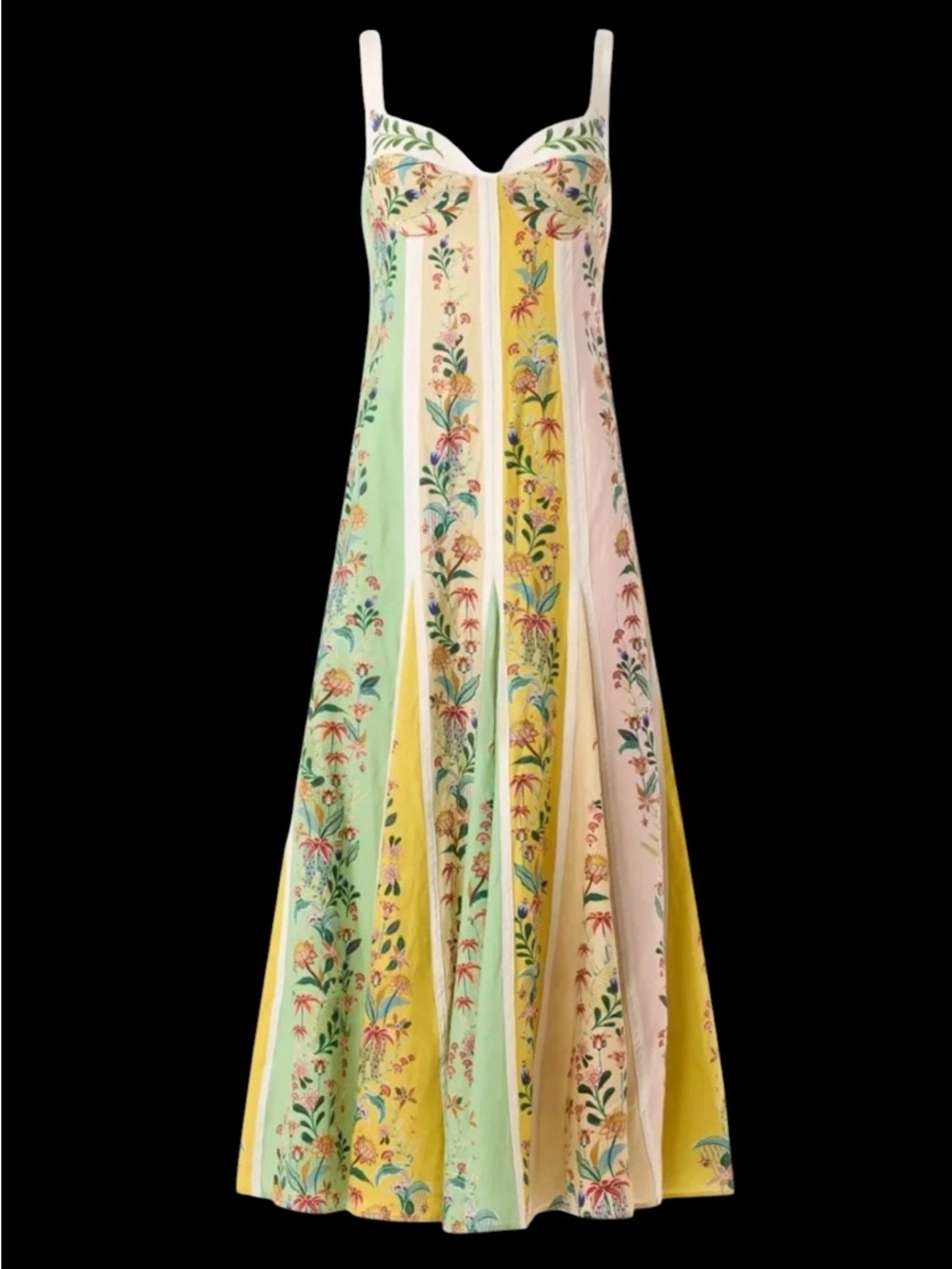 NWT Christian Lacroix Multicolor Floral Panel Linen Blend Maxi Dress Size 6